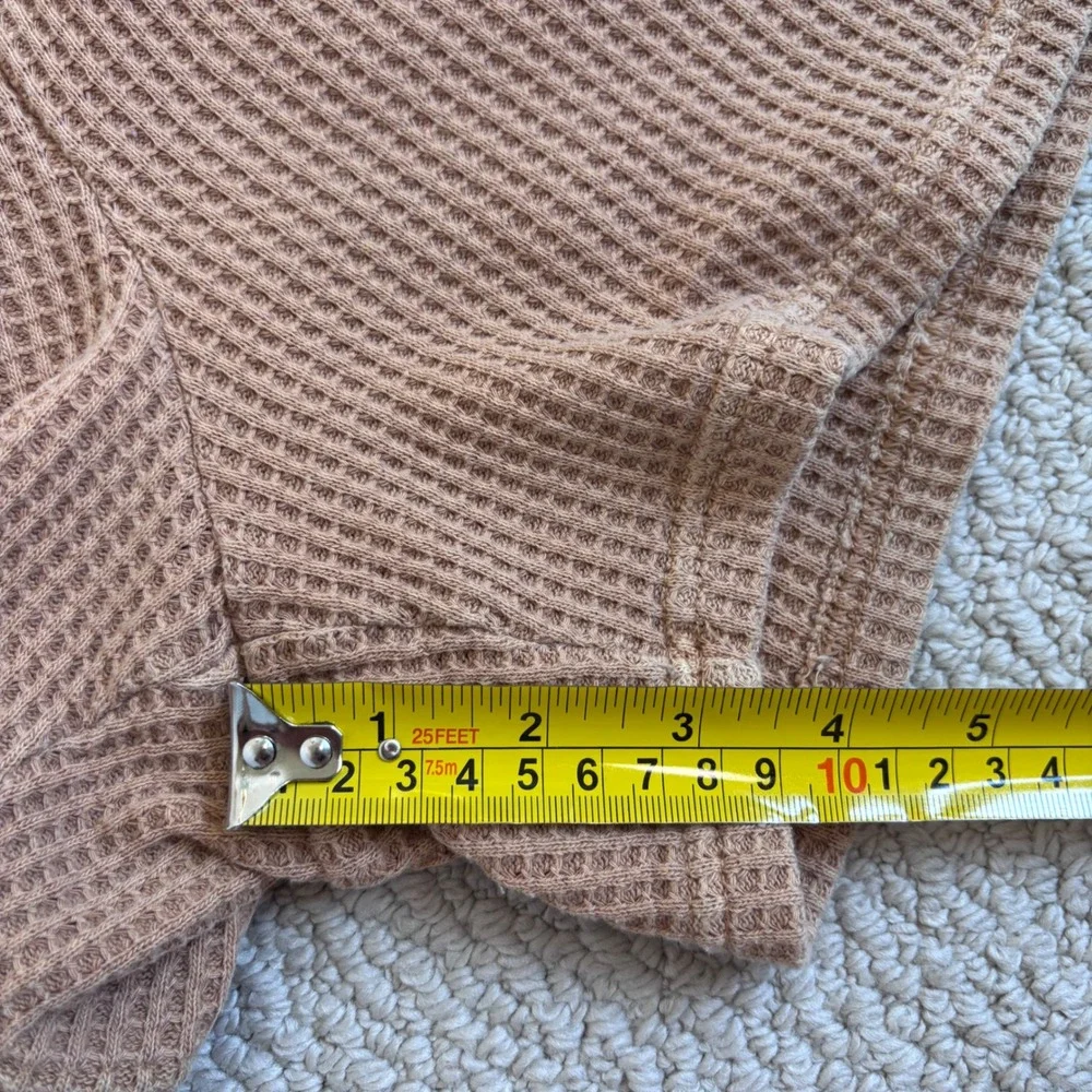 Aerie Womens XS Tan Waffle Knit Lounge Shorts High Waisted Thermal Smocked Waist